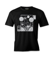 A Hedgehog with Dandelions and Flowers Siyah Erkek Tshirt