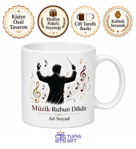 Orkestra Şefi Baget Klasik Müzik Dehası Senkronizasyon Baskılı Porselen Kupa Hediye Bardak