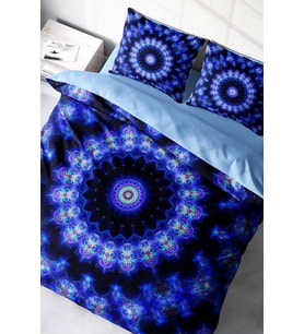 Nevresim Takımı %100 Doğal Pamuk Çift Kişilik 3d Digital Blue Damask