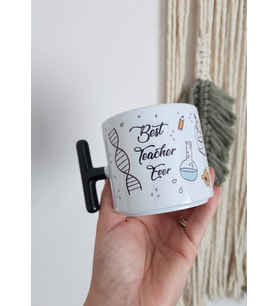 Öğretmenler İçin Laboratuvar Temalı Best Teacher Ever Yazılı Porselen T Kupa Bardak Latte Fincanı