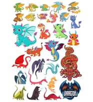 Ejderha Dragon Sticker Set 24 Parça Telefon, Tablet, Defter, Laptop Sticker