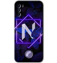 Reeder S19 Max Pro S Kılıf HD Desen Baskılı Arka Kapak - Dark Neon Yaprak N Harfi