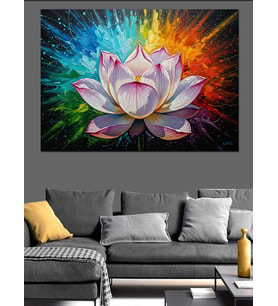 Parlayan Pembe Lotus Çiçeği Dekoratif Kanvas - Mdf Ahşap Tablo