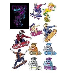 Skateboard Kaykaycı Sticker Set 12 Parça Telefon, Tablet, Defter, Laptop Sticker