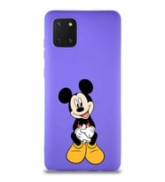 Samsung Galaxy A81 Soft Premier Kapak Mickey Mouse-A Tasarımlı Silikon Kılıf - Mor (Şeffaf)