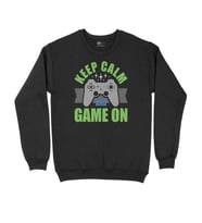 Yeşil Keep Calm Game On Siyah Sweatshirt