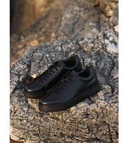 Hakiki Deri Siyah Bağcıklı Eva Tabanlı Sneaker Erkek Spor Ayakkabı