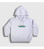 Presmono Unisex Çocuk Beyaz Little Alligator Timsah Kapüşonlu Sweatshirt 288481tt (Beyaz)