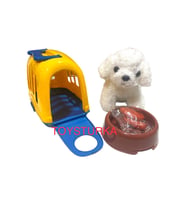 Kafesli Taşıma Çantalı Oyuncak Köpek - Beyaz