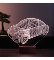 Araba Led Masa Lambası Ahşap Taban 7 Farklı Işık Renkli