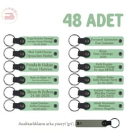 Açık Yeşil, Çocuk Partisi İçin Kişiselleştirilmiş Anahtarlık 48’li Set, Gelen Herkese Özel Hediye