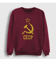 Presmono Unisex Bordo Logo CCCP Sovyetler Birliği Sweatshirt 267028tt (Bordo)