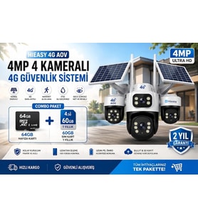 X5 Tech YT-44GZ Aov 4mp 4 Kameralı 4G Hieasy +1 Yıllık Sim Kart +64Gb Hafıza Kartı Güneş Enerjili Tak Çalıştır