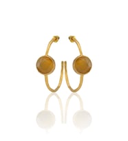 Kadir Jewellery 22 Ayar Altın Kaplama Kadın Taşlı Küpe -El İşçiliği Ve Hipoalerjenik Küpe