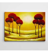 Kızıl Ağaçlar Modern Sanat Kanvas Tablo
