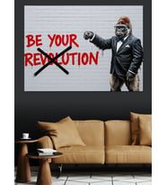 Be Your Revolution Goril Graffiti Dekoratif Kanvas - Mdf Ahşap Tablo