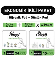 Sleepy Natural Ultra Ped Normal 24 Adet + Uzun Günlük Ped 40 Adet x6 Paket