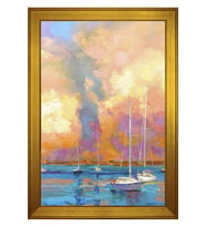 Soyut Şekiller Motifli Kanvas Tablo 80 x 110 cm Gold Çerçeve