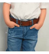 Çocuk Kemeri %100 Hakiki Deri 3 cm Yumuşak Kopma Kırılma Olmaz (Taba)