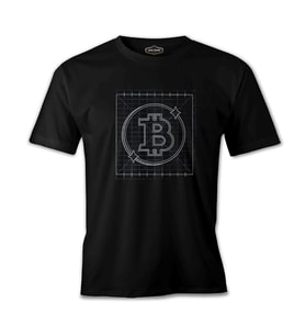 Bitcoin - Grid Logo Siyah Erkek Tshirt