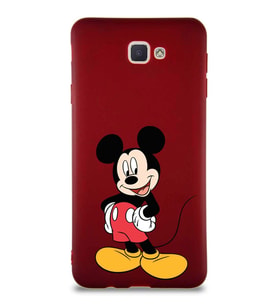 Samsung Galaxy J7 Prime Soft Premier Kapak Mickey Mouse-E Tasarımlı Silikon Kılıf - Mürdüm (Şeffaf)