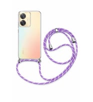 Realme C55 Boyun Askılı Şeffaf Silikon Kılıf Lila