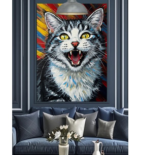 Bağıran kedi pop art Dekoratif Kanvas - Mdf Ahşap Tablo