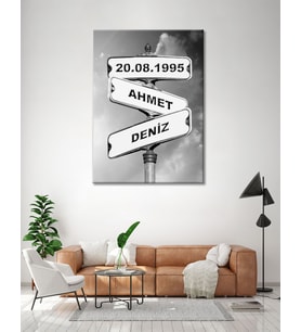 Kişiye özel 3 isimli Pano kanvas tablo