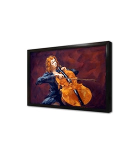 Çello Çalan Kadın Çerçeveli Mdf Tablo