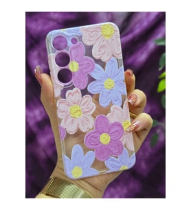 Samsung Galaxy S23 Uyumlu Pastel Renkli Çiçekler Desenli Şeffaf Telefon Kılıfı