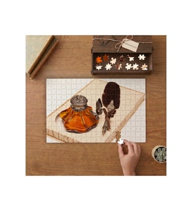 Tüylü Divit Kalem Seti- Nostaljik Set Tasarımı 240 parça Ahşap Puzzle Ahşap Kutuda MP00268