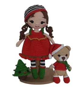 Lina Bebek Yılbaşı Özel Takımı Amigurumi Organik Oyuncak