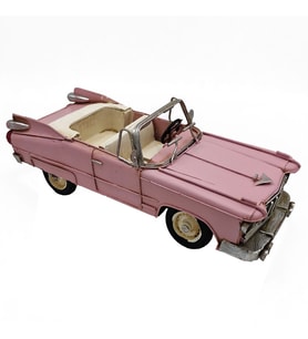Pembe Vintage Cabrio Metal Araba Biblo - Şık Bayana Hediye Masaüstü Dekorasyon Objeleri