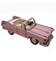 Pembe Vintage Cabrio Metal Araba Biblo - Şık Bayana Hediye Masaüstü Dekorasyon Objeleri