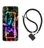 Tecno Pova Neo Kılıf Silikon Boyun Askılı İpli Desenli Silikon Butterfly Neon 1684