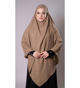 Koyu Bej Pratik Hazır Geçmeli Tesettür Eşarp Medine İpeği Bağcıklı Sufle Hijab 2301_44