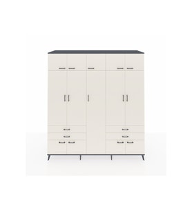 Kronos Dolap 12 Raflı 4 Çekmeceli 2 Askılı 220x59x243 Antrasit-Aytaşı/Aytaşı