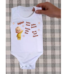 NSR tasarım Enişte Temalı Yazılı Baskılı Bebek Body Zıbın Hala Teyze (Pamuk Beyaz)