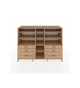 Kronos Dolap 10 Raflı 6 Çekmeceli  220x59x163 Çam-Çam