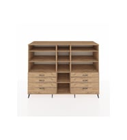 Kronos Dolap 10 Raflı 6 Çekmeceli  220x59x163 Çam-Çam