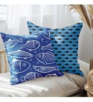 eJOYA Balık Tasarımlı 2'li Yastık İçi Ve Kırlent Kılıfı 45cm 113563
