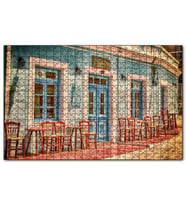 Cakapuzzle Otantik Yunan Kafeterya Kırmızı Sandalyeler Puzzle Yapboz MDF (Ahşap) (120 Parça)