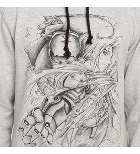 Bant Giyim - Fullmetal Alchemist Kapşonlu Erkek Sweatshirt Hoodie (Gri)
