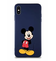 Apple iPhone XS Max Soft Premier Kapak Mickey Mouse-B Tasarımlı Silikon Kılıf - Lacivert (Şeffaf)