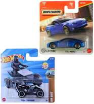 2 Araç Tesla Set - Hot Wheels Tesla Cyberquad & Matchbox Tesla Model S (1/64)