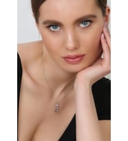 Kadın Orjinal 925 Ayar Gümüş Lazer Mineli Anne Kız Balon Model Kolye (Rodyum)