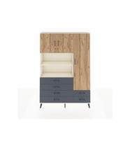 Arges Dolap 9 Raflı 6 Çekmeceli 3 Kapaklı 132x30x195 Aytaşı-Çam/Antrasit