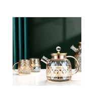 Borosilikat Cam Amber Otantik Desenli Cam Demlik & Sürahi 1500 Ml