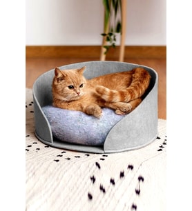 Peluş Kedi Yatağı, Gri, Konforlu ve Şık Evcil Hayvan Yuvası