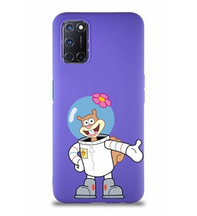 Oppo A52 Soft Premier Kapak Sandy Tasarımlı Silikon Kılıf - Mor (Şeffaf)